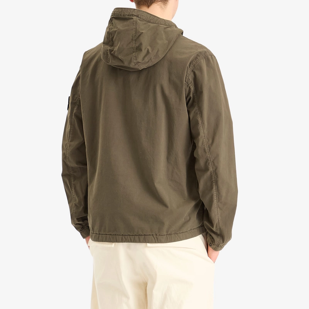 Stone Island Men's Supima Cotton Twill Stretch-TC Hooded Jacket Military Green